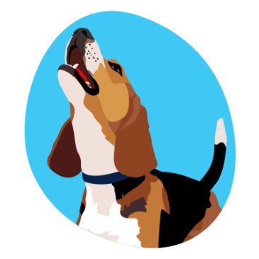 Illustration of a beagle dog howling.