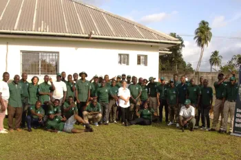 Second chance chimpanzee refuge Liberia team